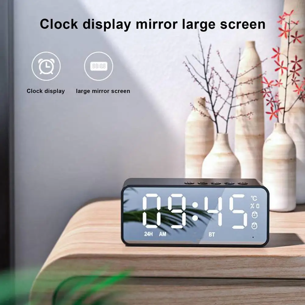 G50 Wireless Bluetooth Speaker With FM Radio Portable Mini Card Mirror Dual Alarm Temperature Clock 18650 Lithium Battery | Электроника