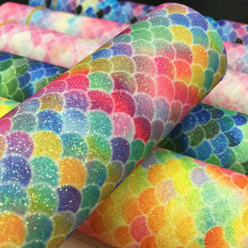 20*30 см Радуга Блеск Русалка искусственная Синтетическая кожаная ткань волосы