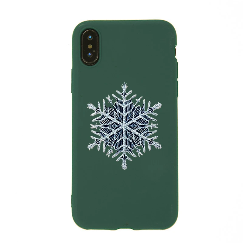 Темно-зеленый PhoneCase для Iphone Xr 8 7 Plus X 6S эстетический снежинки телефон Xs 11 pro xs Max