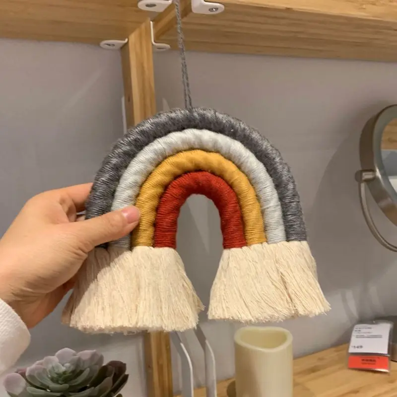 INS скандинавский домашний Плетеный вручную Радужный гобелен хлопчатобумажная