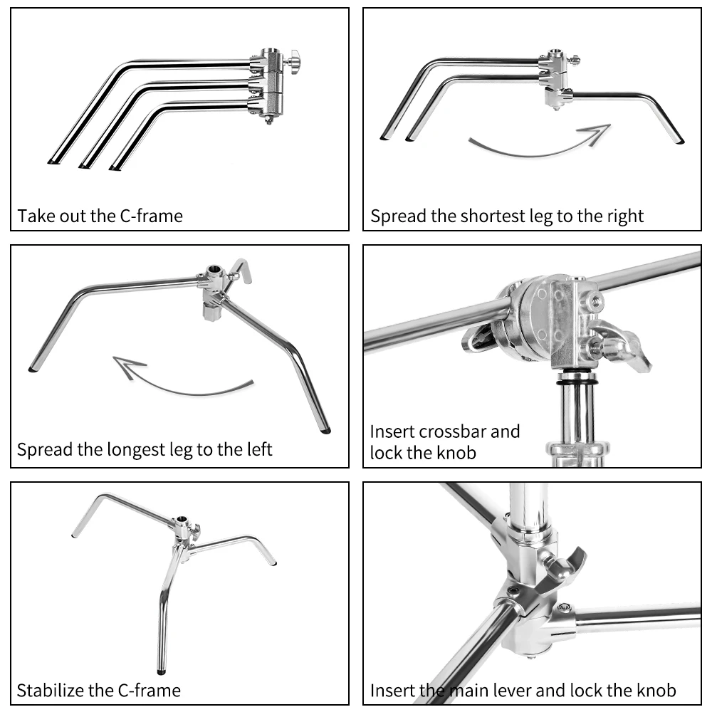 photography tripod c stand stand stainless steel with boom arm grip head upgraded max height 260cm with one adjustable c leg free global shipping