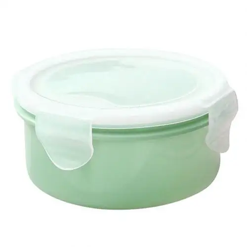 Green 380ml Arrival 280/380ml Portable Transparent Sealed Lunch Box Food Bento Storage Container Prevent leakage transparent seal bento box - Color: Green 380ml