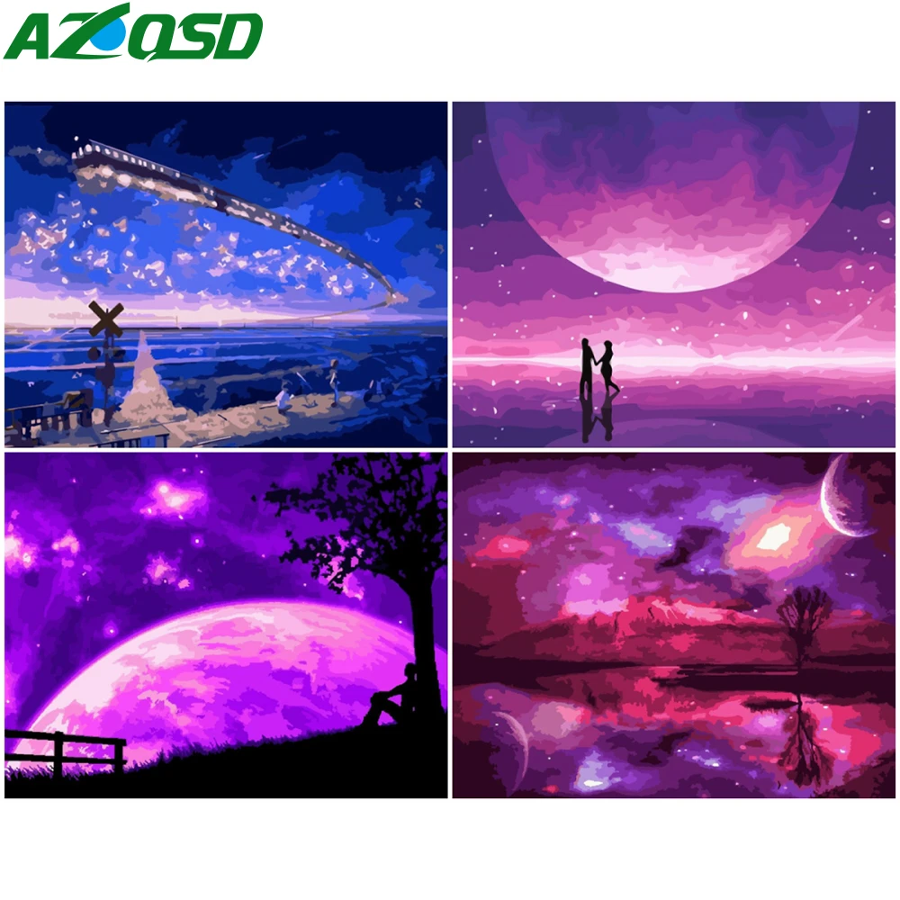 Картина AZQSD по номерам наборы холста звездное небо ручная роспись сделай сам
