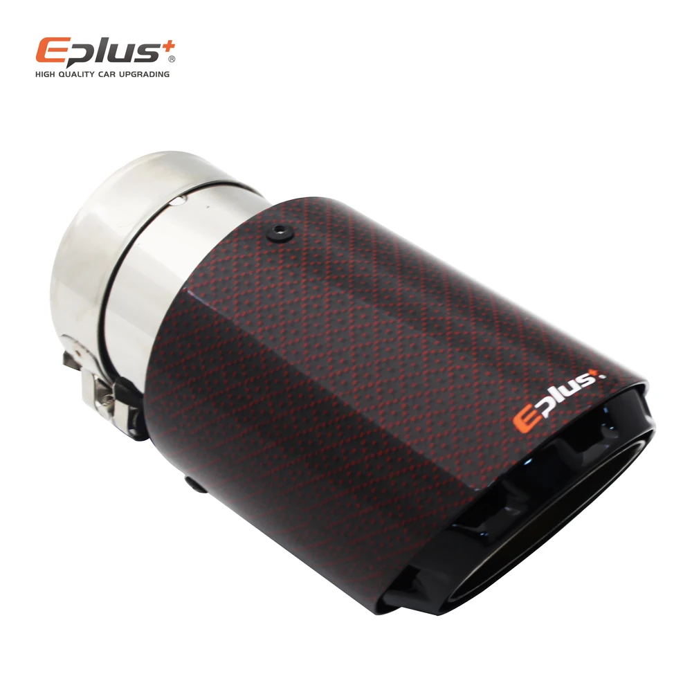 

EPLUS latest 3 layer Plum pattern Glossy carbon fiber Car Mufflers Tip Universal stainless Silver Exhaust pipe Muffler nozzle AK