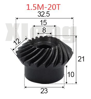 

2pcs 1.5M-20Teeths inner hole: 8mm Precision Spiral Bevel Gear