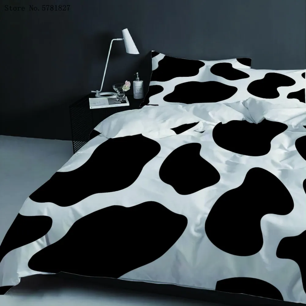 

2/3 Pieces Animals Cows Bedding Set 3D Print Black White Background Duvet Cover Single Queen King Bed Cover Set Pillowcase