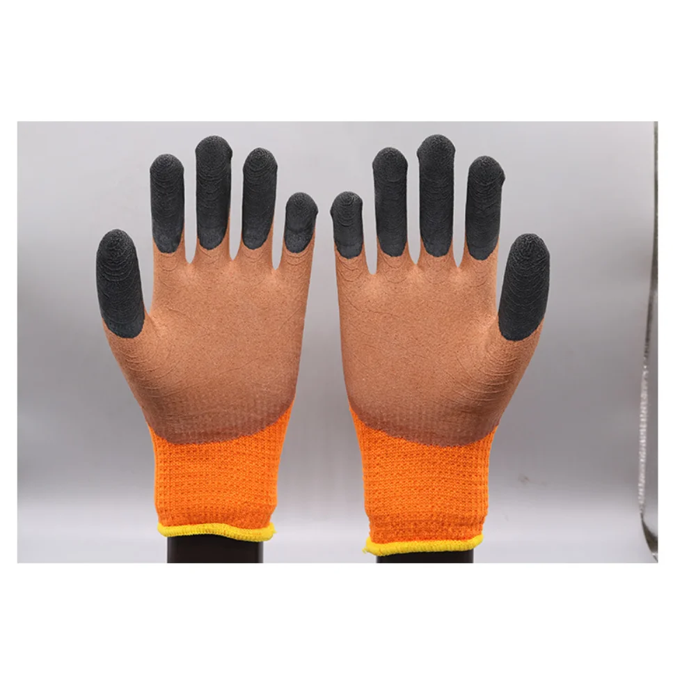 

Rubber Gloves Winter Water-proof Anti-freeze Warm Latex Coating Wrinkled Protection Gloves 10 Pairs Packed In Stock