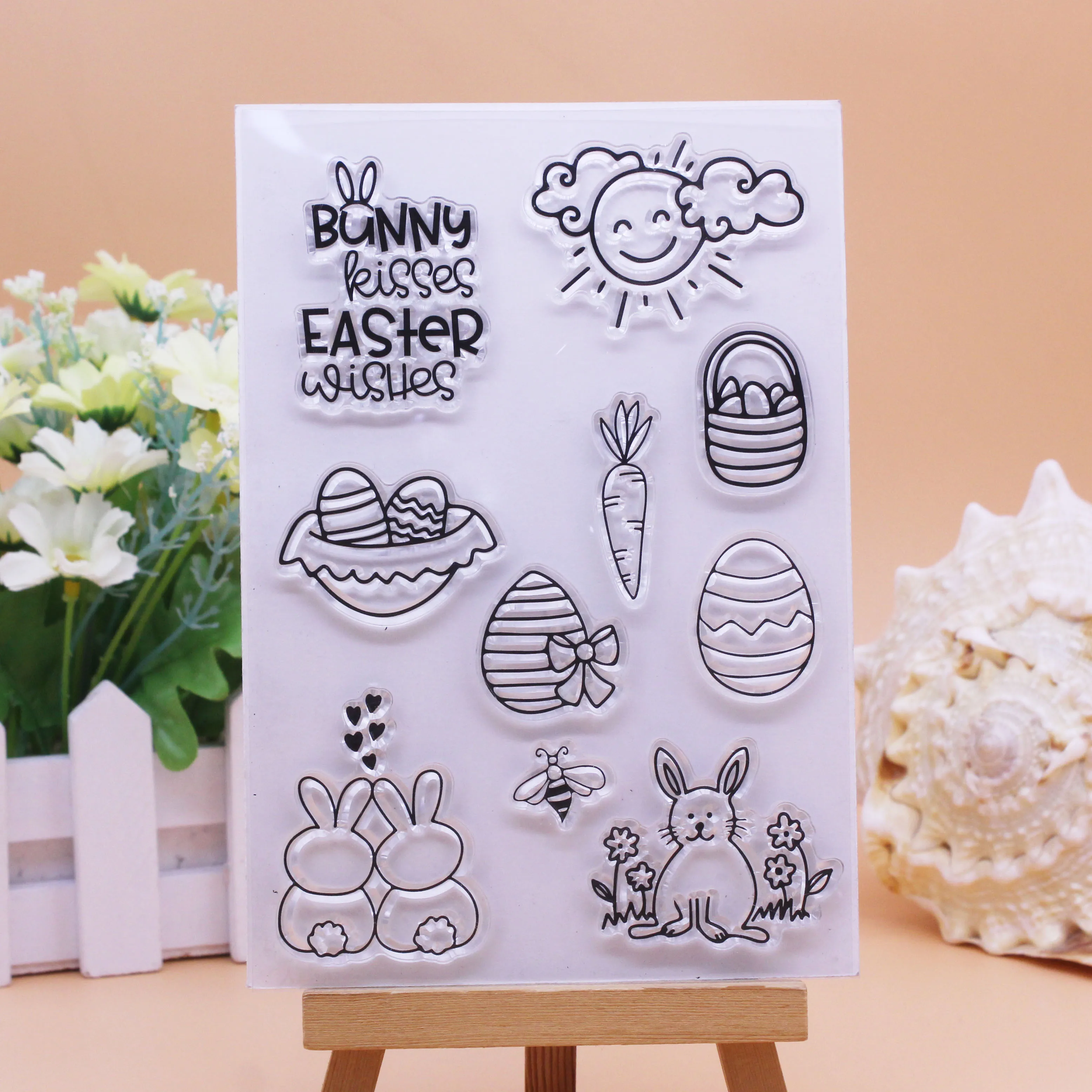 Прозрачные наклейки Кролик пасхальные яйца настроения Скрапбукинг карты Альбом
