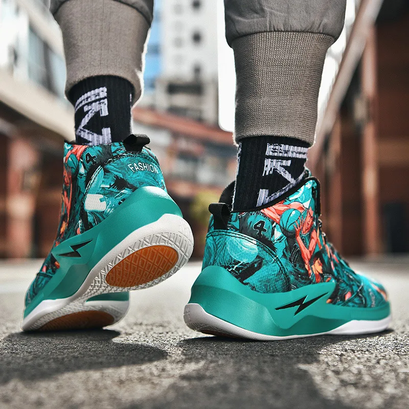 Fashion Cartoon Painting Hip hop Basketball Shoes Men Red Non-slip High top Platform Basketball Sneakers Men bambas hombre 2020