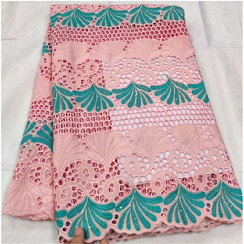 

5 yard Swiss lace fabric 2020 latest heavy beaded embroidery African cotton fabrics Swiss voile lace popular Dubai style CON004