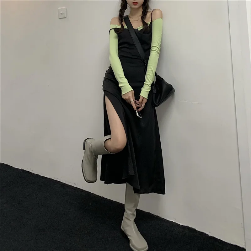 Длинное стройнящее платье с высокой талией для девушек | Женская одежда