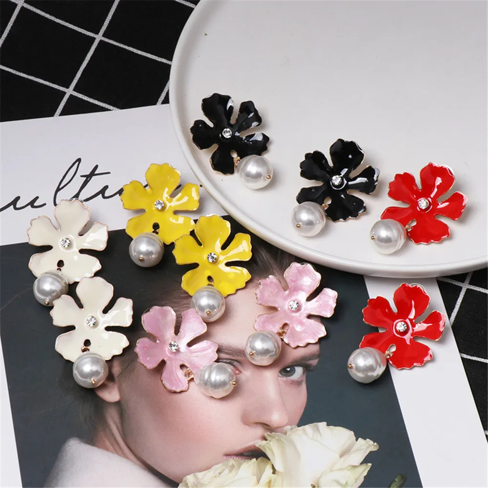 SexeMara/Новые корейский модный Шарм-цветок длинные висячие серьги для женщин и