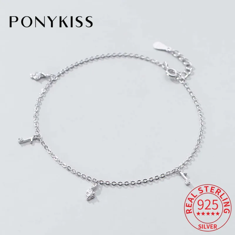 

Женский браслет-цепочка PONYKISS из стерлингового серебра S925 пробы с музыкальными нотами и цирконием, изысканные ювелирные украшения на годовщ...