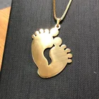 Пользовательские детские ноги ожерелье кулон подарок для семьи из нержавеющей стали гравировка имя Дата ожерелье женщины ребенка ювелирные изделия