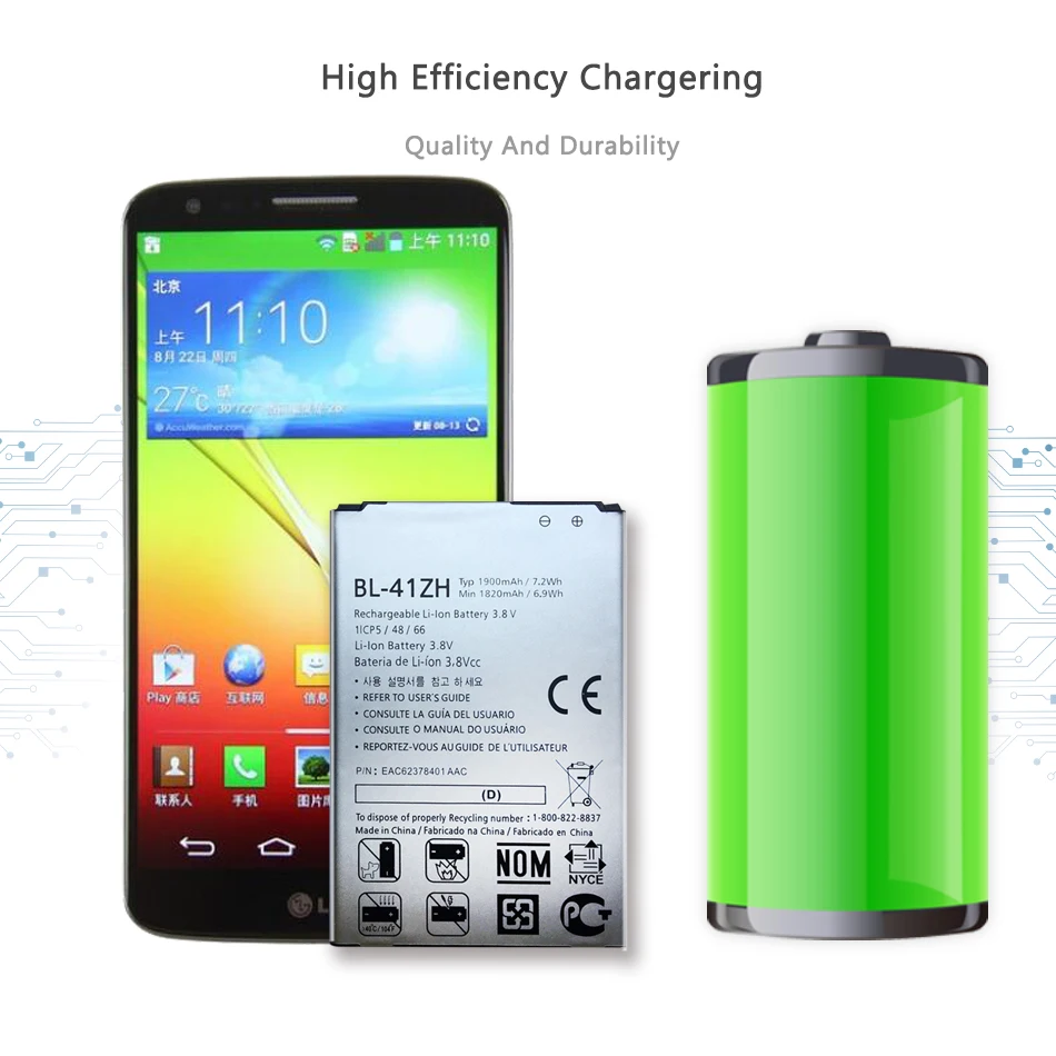 

1900mAh BL-41ZH BL 41ZH Battery For LG Leon L50 C40 H340 H343 Risio H345 MS345 D213N LS665 D290 D295 TRIBUTE 2 leon h324 Bateria