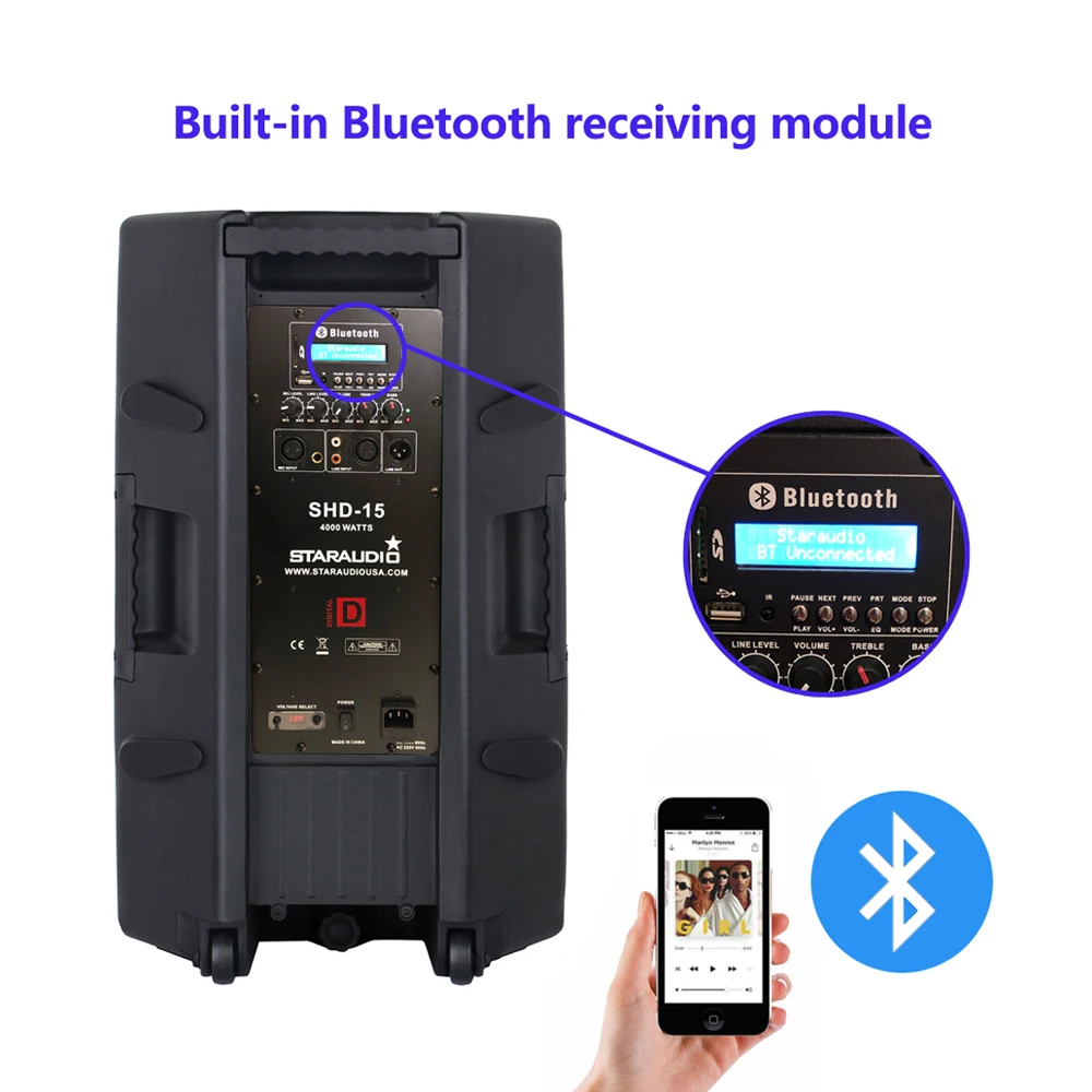 STARAUDIO Профессиональный 15 ''активный 4000 Вт PA DJ питание аудио этап Bluetooth Динамик
