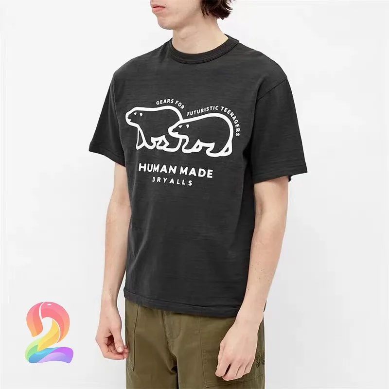 

Oversize Human Made Men's Women's T-shirts High Quality Slub Cotton Two Polar Bears Short Sleeve Human Made Casual Tshirts