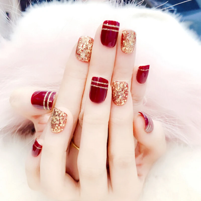 24 шт. накладные ногти полное покрытие маникюрный декор задняя часть с