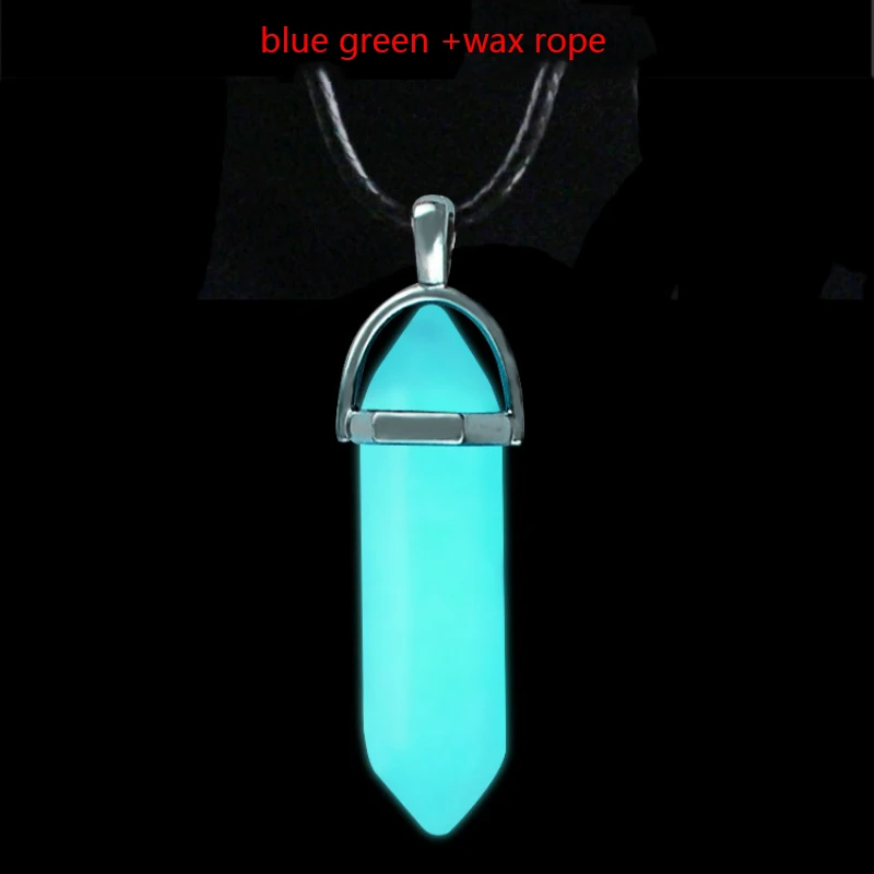 rope green blue Геометрическая форма, натуральный кристалл, светящаяся подвеска, ожерелье, Шарм для мужчин и женщин, светящаяся подвеска, вечерние ювелирные изделия - Окраска металла: rope green blue