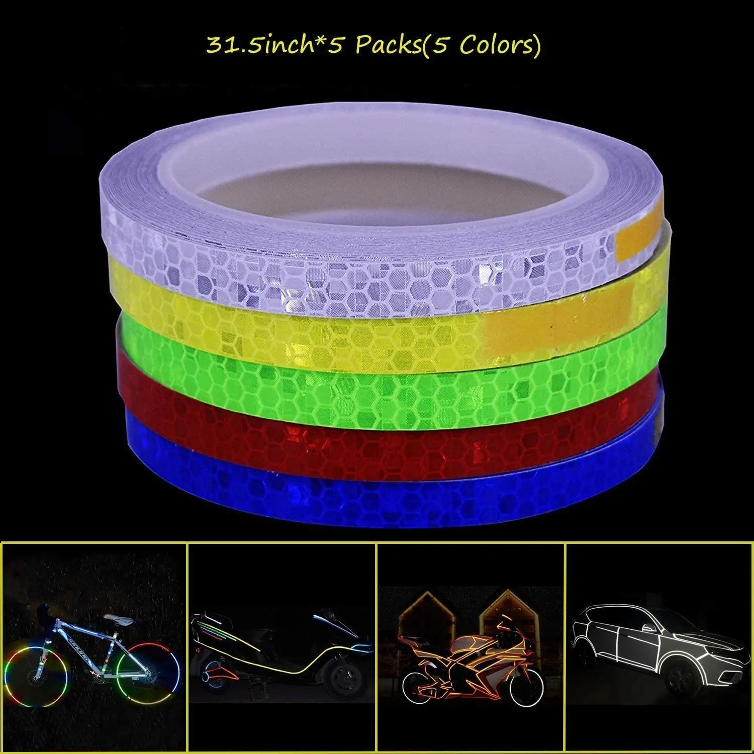 

Bike Stickers Reflective Tape Outdoor Safety Warning Lighting Sticker Waterproof Bike Reflector Tape for Car Bicycle, Motorcycle
