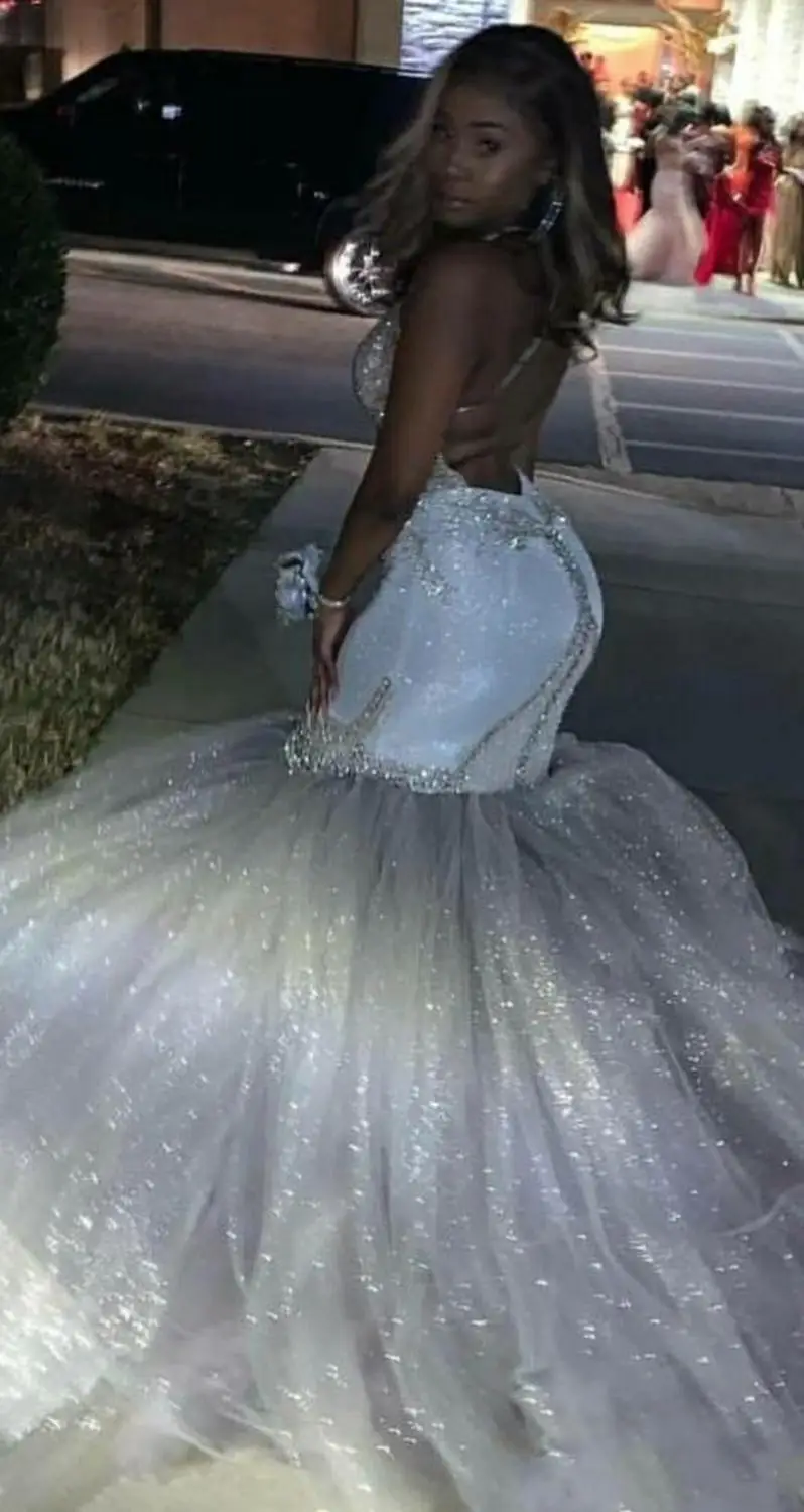 

Luxury Evening Dresses V-neck Crystal Sweep Train Sequins Red Carpet Ombre Pleats Celebrity Evening Gowns Prom Dress