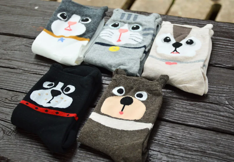 Трехмерные милые папарацци узор носки хлопковые для девочек хлопчатобумажные с