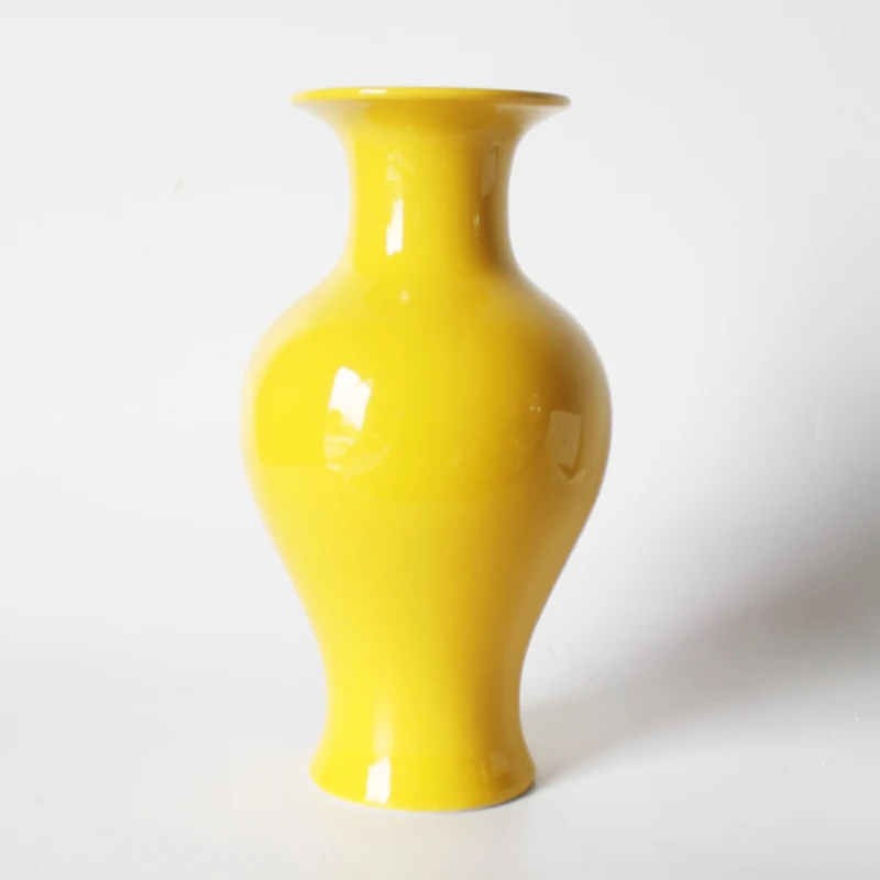 Желтая Ваза с цветами Цзиндэчжэнь керамическая бутылочка тыквой чисто желтая