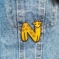 letter n shirt brooch vintage cartoon giraffe animal pins for backpacks cute acrylic jewelry badges scarf buckle christmas gift