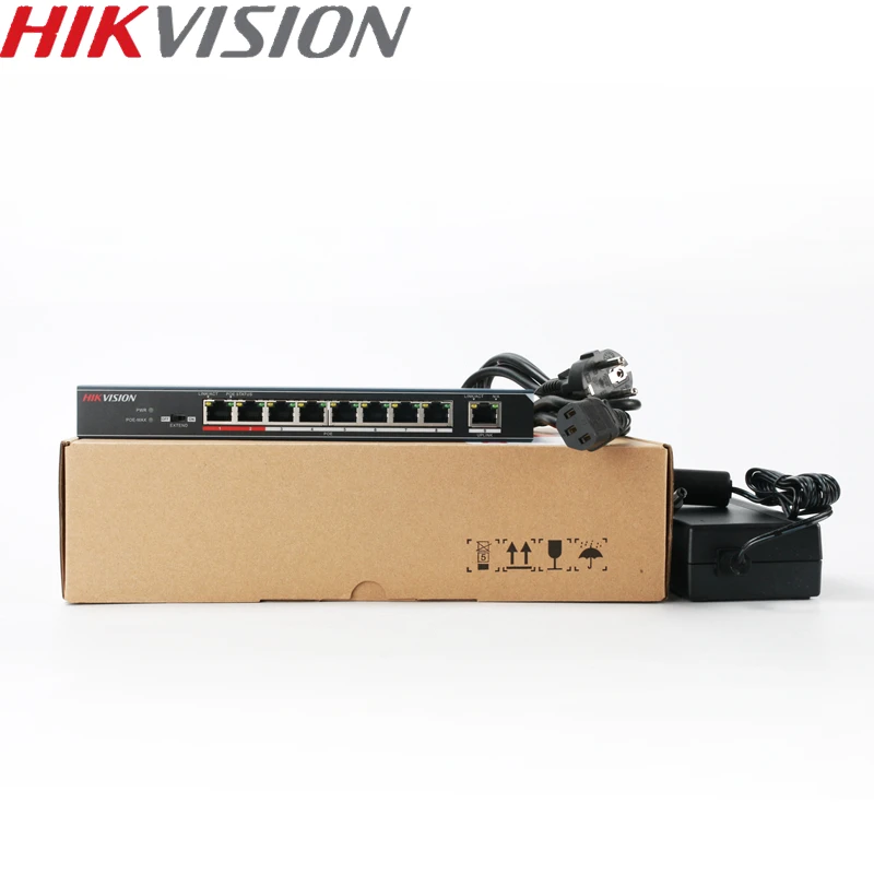 Коммутатор HIKVISION PoE 9 портов 10/100/1000 Мбит/с металлический материал для 8-канальных NVR