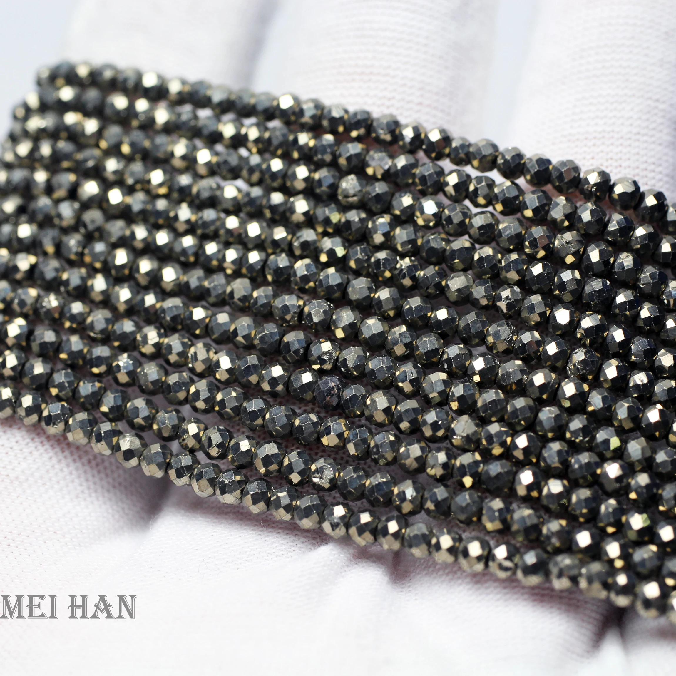 Meihan оптовая продажа (3 нити/комплект) натуральные 2*3 мм пиритовые металлические