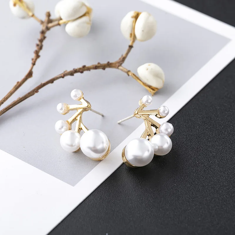 Fashion web celebrity temperament pearl earring personality contracted senior stud earrings jewelry accessories
