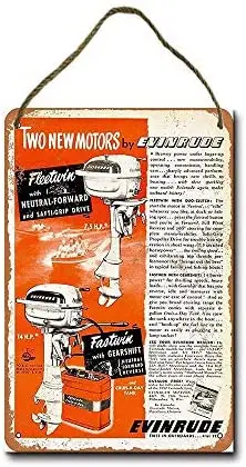 

Metal Sign 8 x 12 inch Evinrude Outboard Boat Motors Wall Decor Hanging Sign