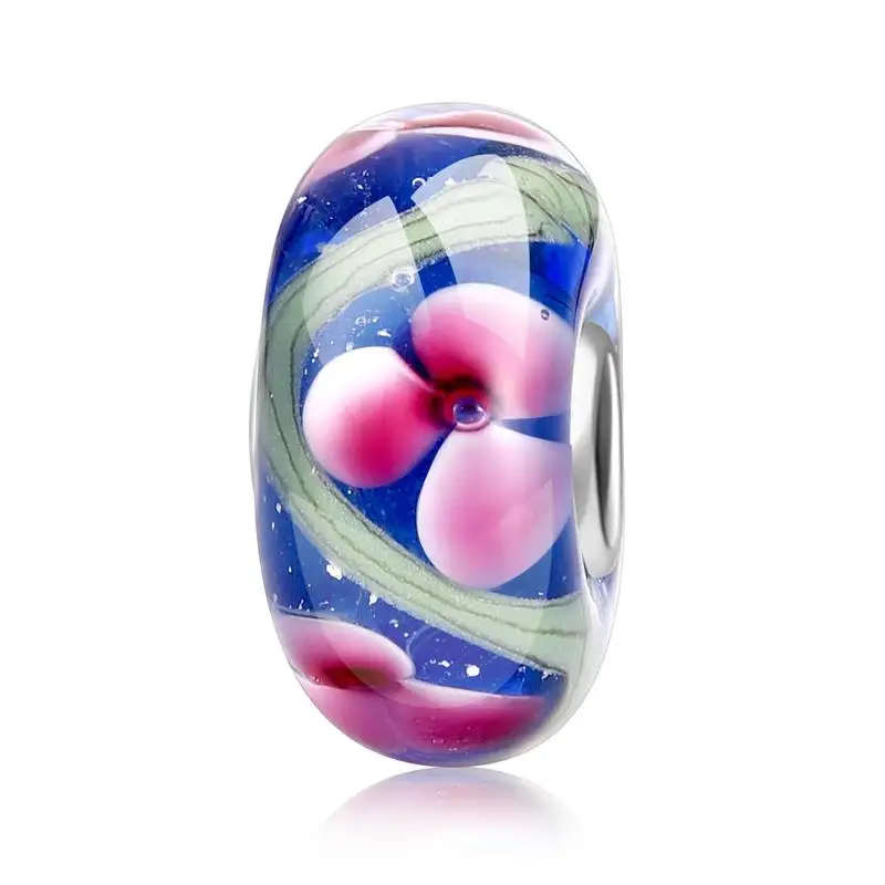 Pink Peach Flower DALARAN розовые цветы серии DIY талисманы 925 пробы серебряный бисер очарование подходят Pandora Браслеты для женщин ювелирных изделий - Цвет камня: Pink Peach Flower