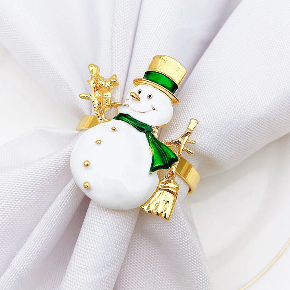 

6pcs/set Christmas Napkin Ring Holders Xmas Table Decoration Metal Snowman Tissue Ring Wedding Banquet Hotel Party Home Decor