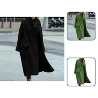 classic jacket coat long sleeve wear resistant pure color lady casual woolen coat women coat woolen coat