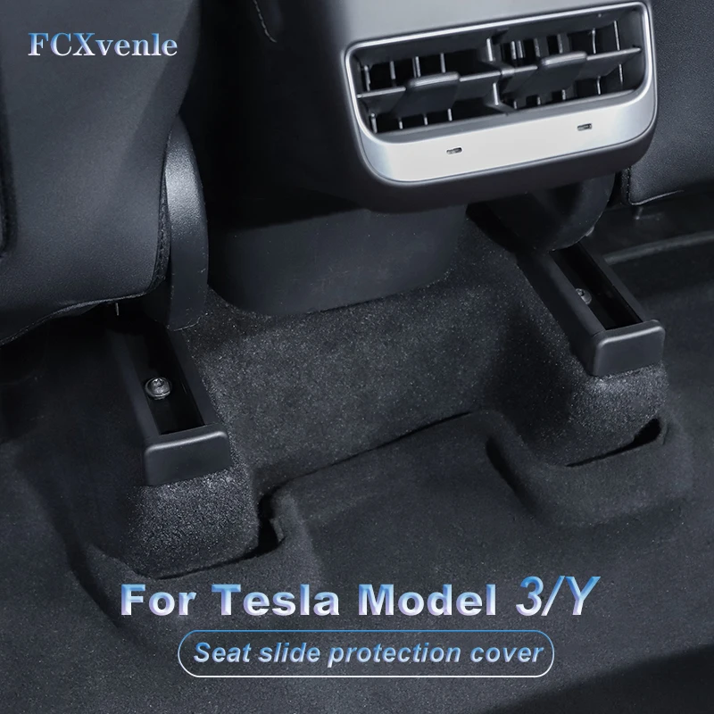 

FCXvenle Car Seat Slide Rail Anti-kick Pulley Anti-collision Protection Cover for Tesla Model 3 Model Y Interior Accessories
