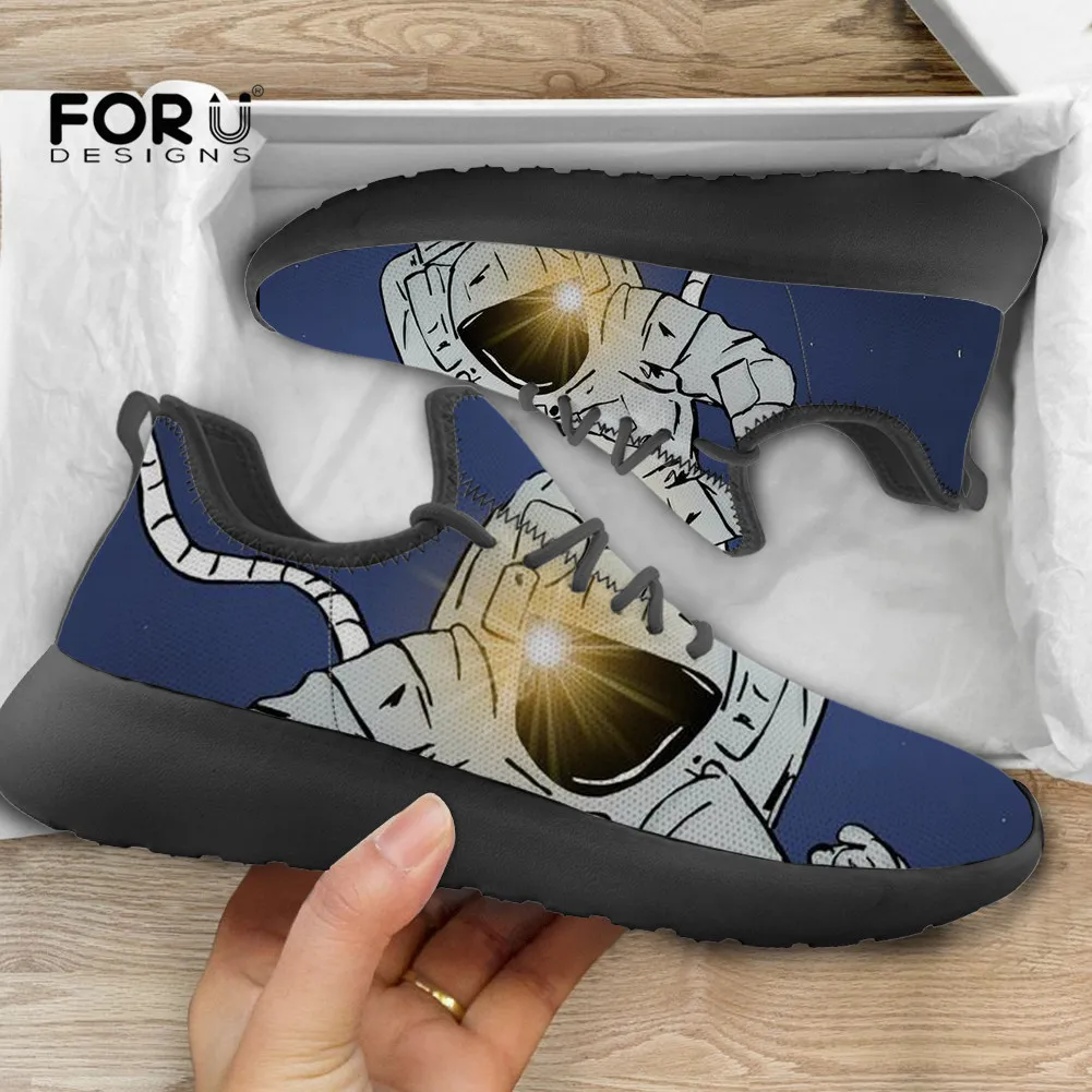 

Женские кроссовки на шнуровке FORUDESIGNS, повседневные летние пляжные кроссовки на плоской подошве с рисунком космонавта, удобная обувь для дев...