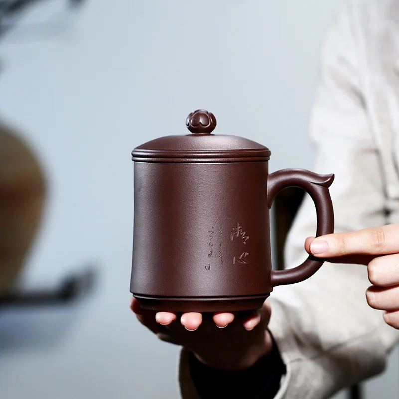 

National High Tech teacher Xu handmade Qingxin cup Huanglongshan NO.4 WELL raw ore purple clay teapot teacup tea set