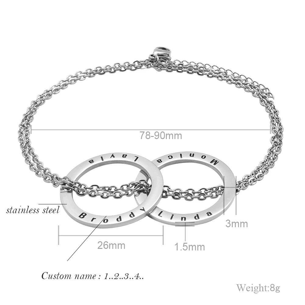 Индивидуальные Семейные именные браслеты для женщин выгравированные именами