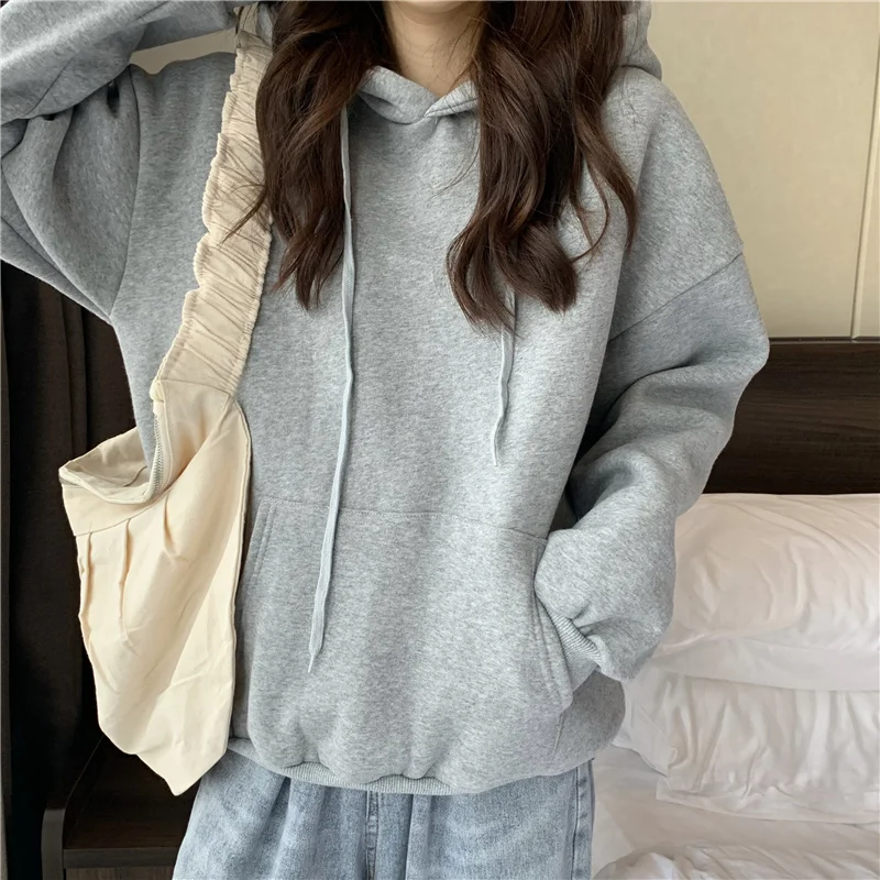 

Small Plush Thickened Sweater Women's Autumn and Winter Korean Version Ins2021 New Loose Hooded Coat