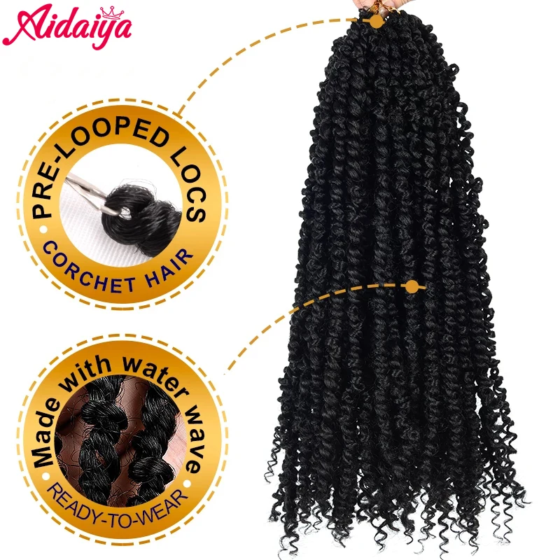 Aidaiya 16inch Passion Twist Hair Synthetic Freetress Water Wave Ombre Crochet Braid Extension Spring For Women |