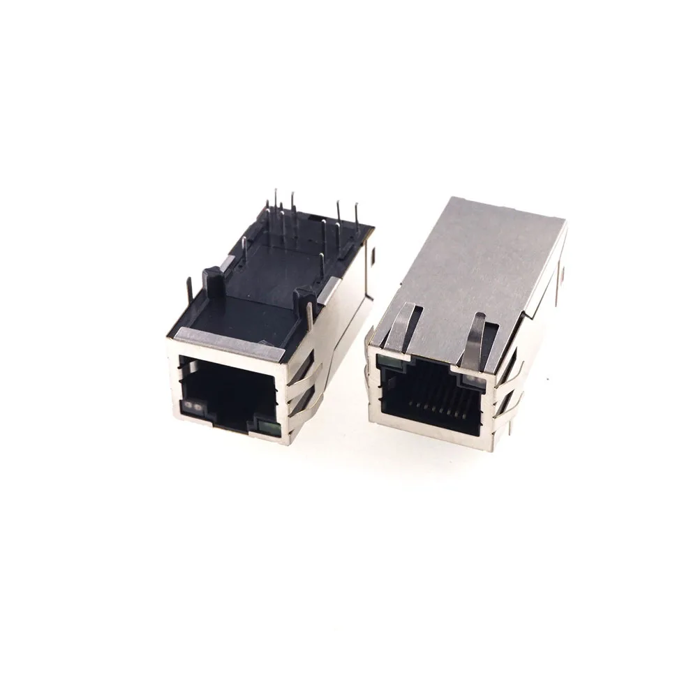 RJ45 Module Jack Tab UP 1 Port Shielded EMI Finger Magnetics Green Yellow LED Right Angle Through Hole 100 Base POE | Обустройство