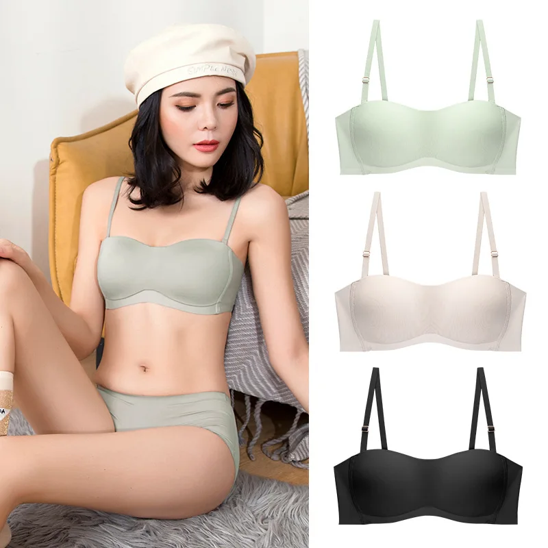 

Гладкий бесшовный без бретелек сексуальный удобный 1/2 чашки женский большой грудь значительно меньше летнее свадебное платье тонкий бюстг...