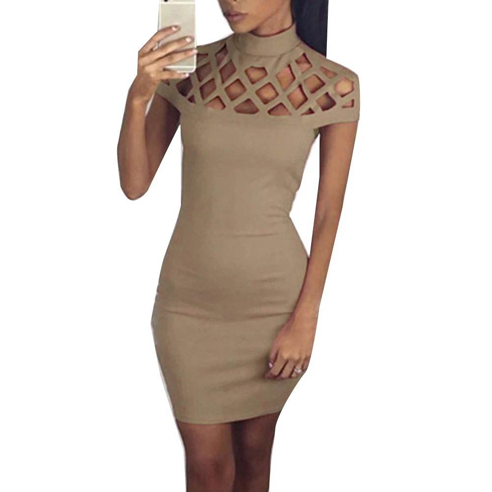 Женское платье лето 2019 Открытое с коротким рукавом повседневное сексуальное