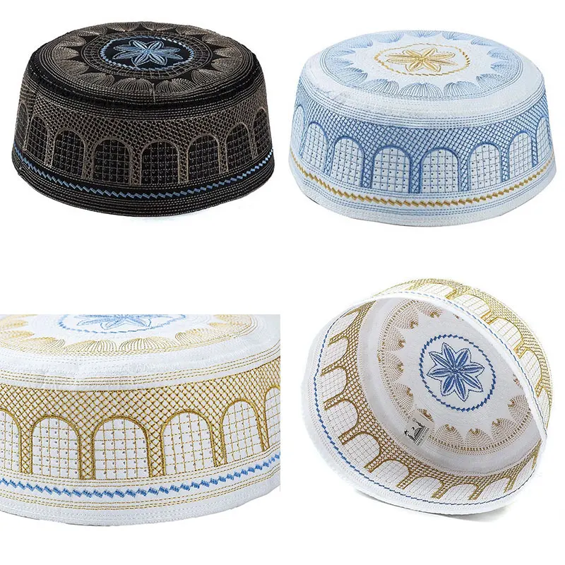 Мусульманские шляпы полиэфирная вышивка Арабская Мужская молитвенная шляпа