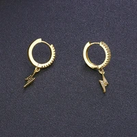 fashion womans earrings pave zircon punk geometric lightning drop hoop earrings for women girls wendding jewelry