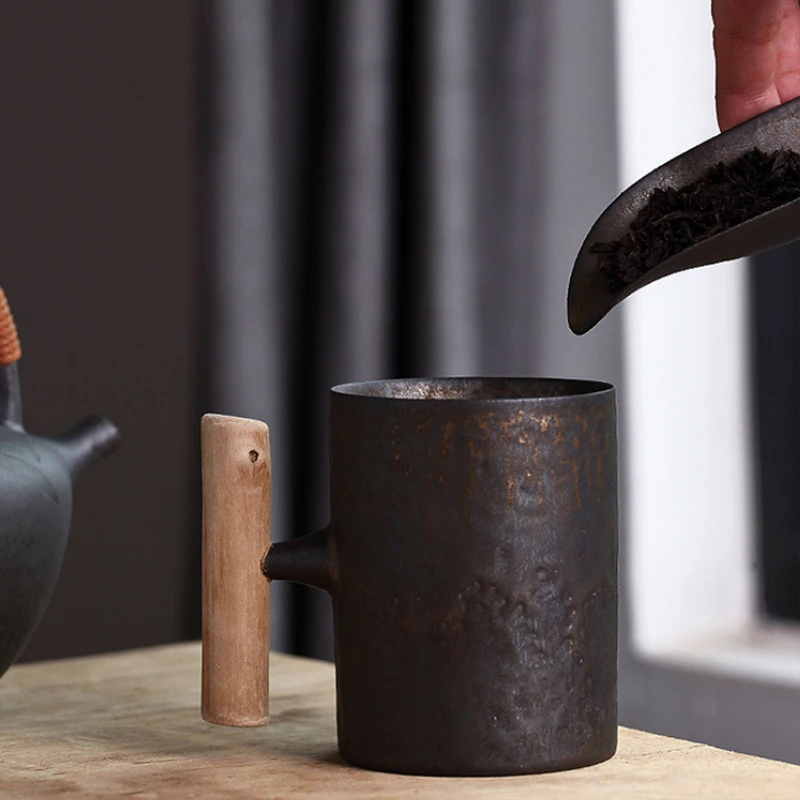 Класс кружка японского Винтаж Керамика Позолоченные застекленные деревянные