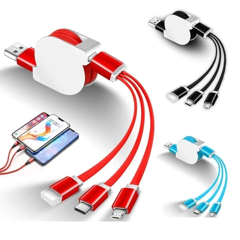 1 м Новый телескопический 3 в быстро USB C Тип IOS микро usb Быстродействующее Зарядное