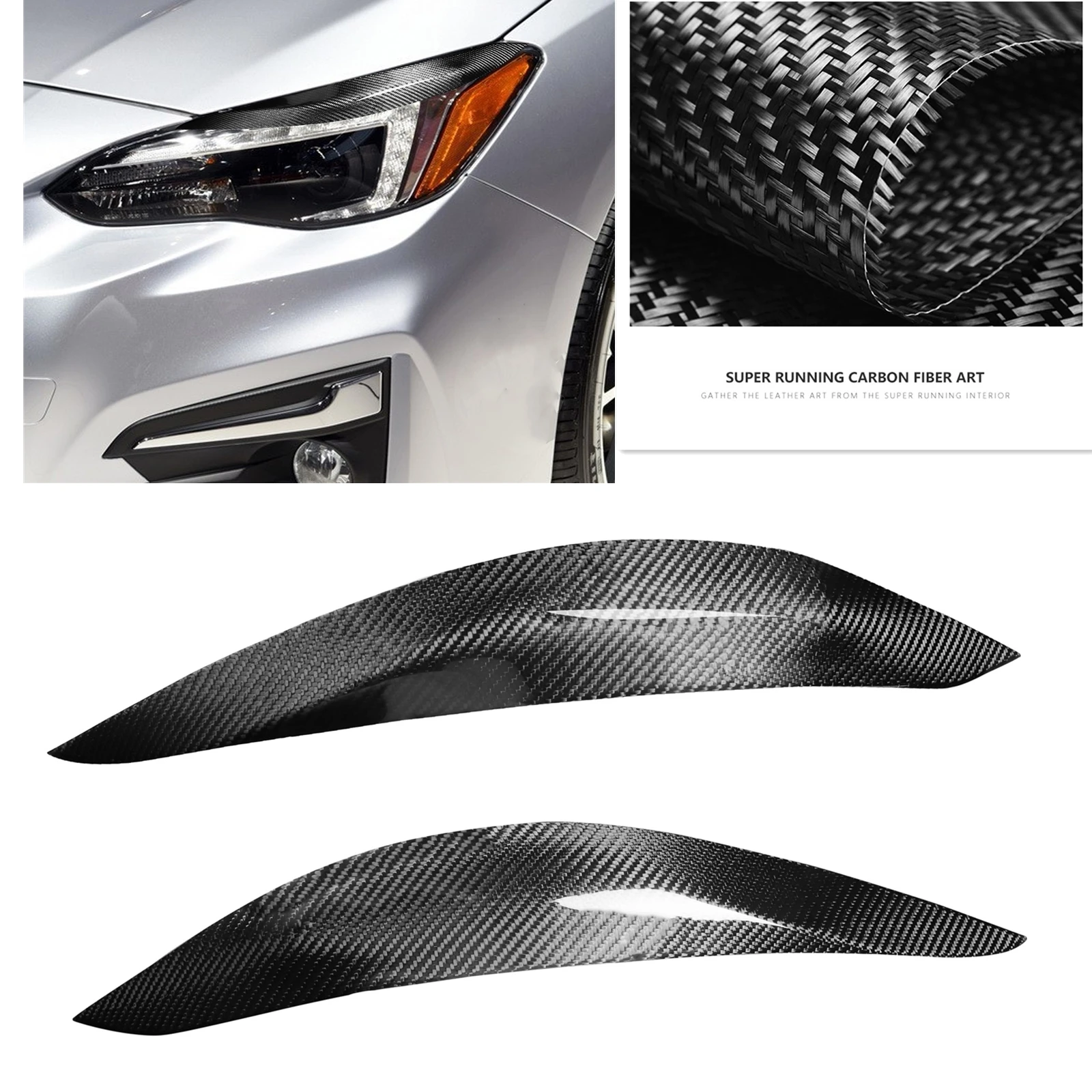 

Front Head Light Lamp Cover Trim For Subaru Impreza WRX STI 2015-2020 Carbon Fiber Headlight Eyelid Headlamp Eyebrow Lid Brow