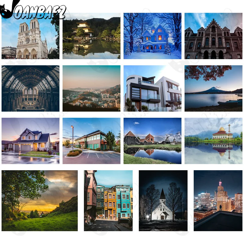 

Nordic Architecture Landscape Diamond Painting 5D Diy Mural City Night View Home Bedroom Room Decoration Accessories Gift